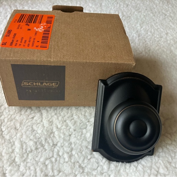 Georgian Aged Bronze Dummy Door Knob With Camelot Trim | Schlage Universal Cam - Picture 2 of 4